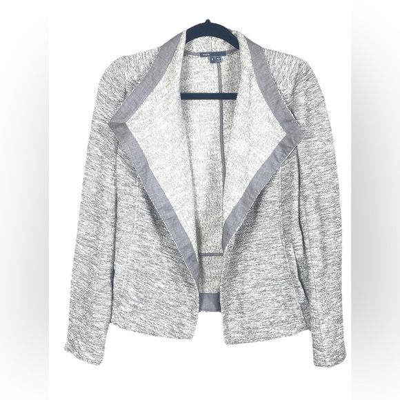 Vince Luxury Capsule Cream Gray Marled Open-FrontCardigan Jacket Size Small - Picture 1 of 7